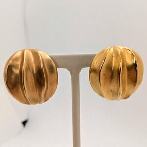 Givenchy 1970’s Modernist Three Dimensional Matte Gold Highlight Earrings